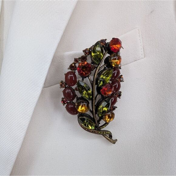 Elegant Multicolor Leaf Brooch - Picture 4 of 6